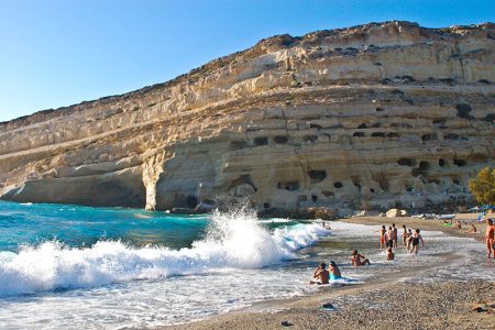 "Matala", one of the Blue Flag Beaches Crete