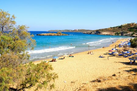 The organized Kalathas Beach Crete