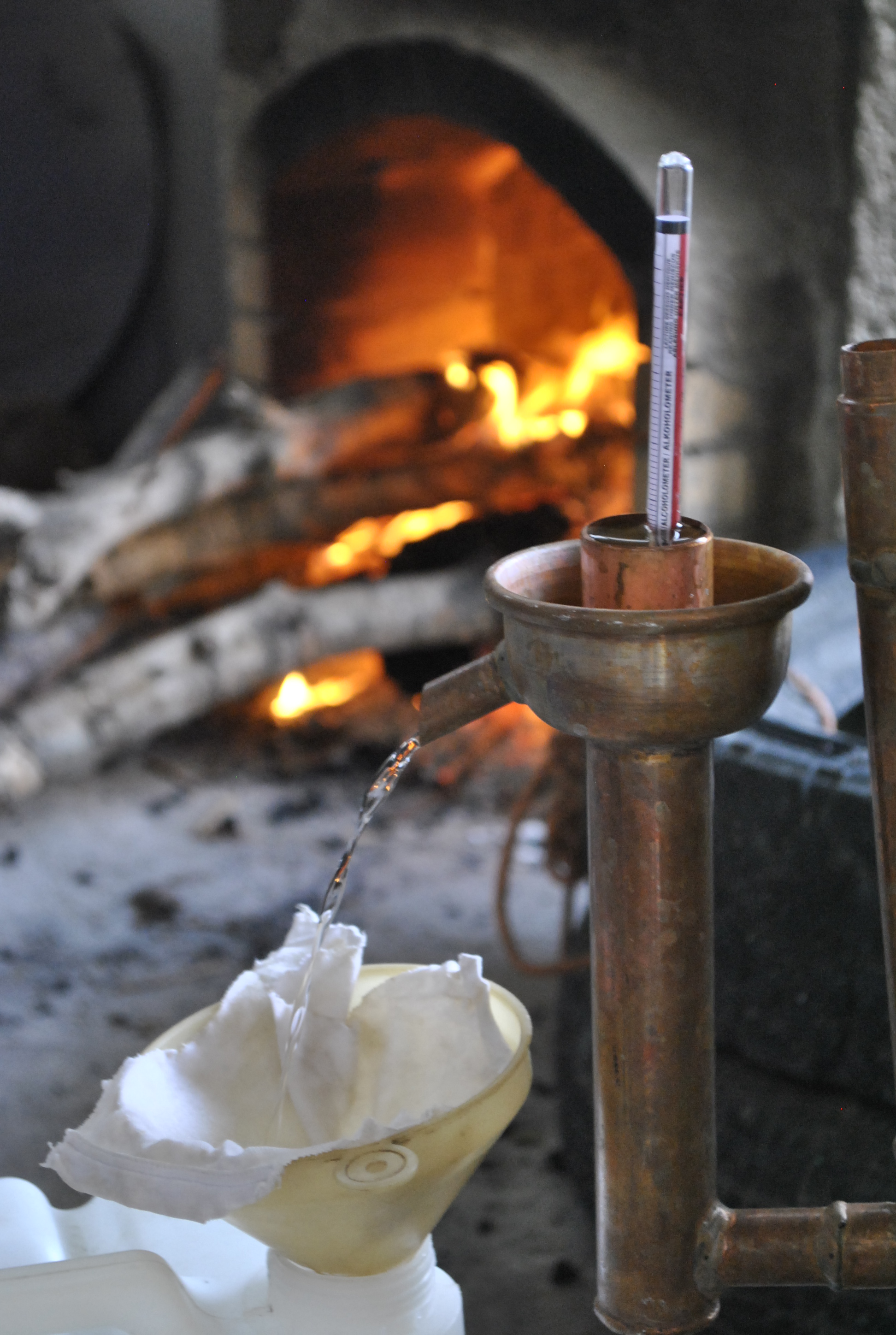 The distillation process of making Raki